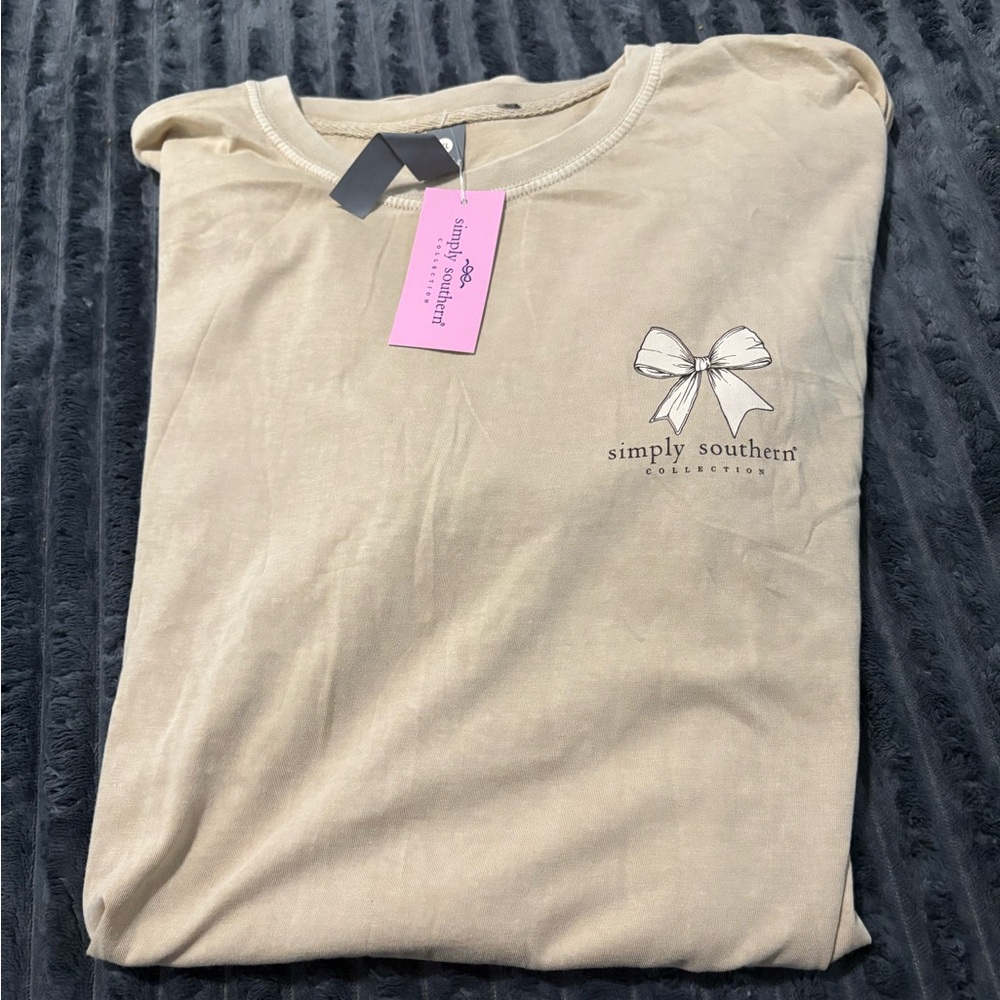 Simply Southern Tan Short Sleeve Tee with Camo Logo - Picture 2 of 2